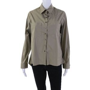 Walter Voulaz Womens Cotton Long Sleeve Collared Button-Down Shirt Brown Size 42